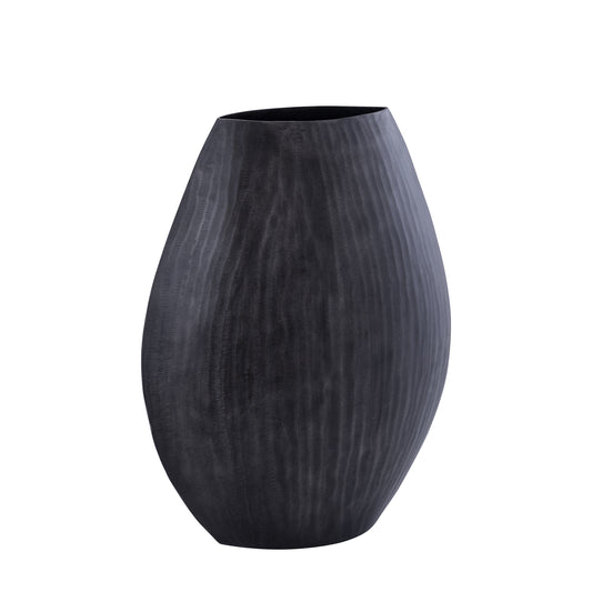Jowad Grafiet Aluminium Pot Geribd Hoog Ovaal M 46.5x35.5x16.5 cm