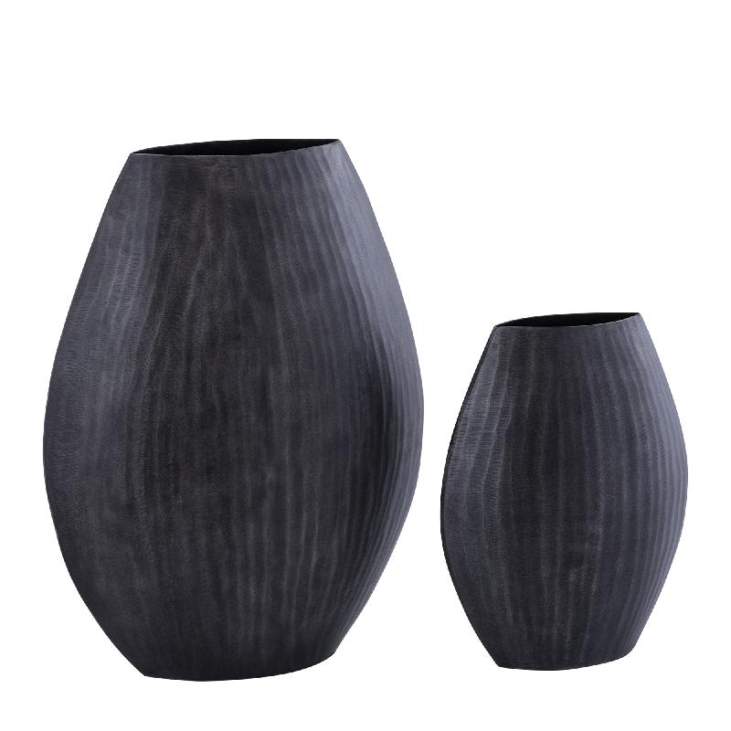 Jowad Grafiet Aluminium Pot Geribd Hoog Ovaal M 46.5x35.5x16.5 cm