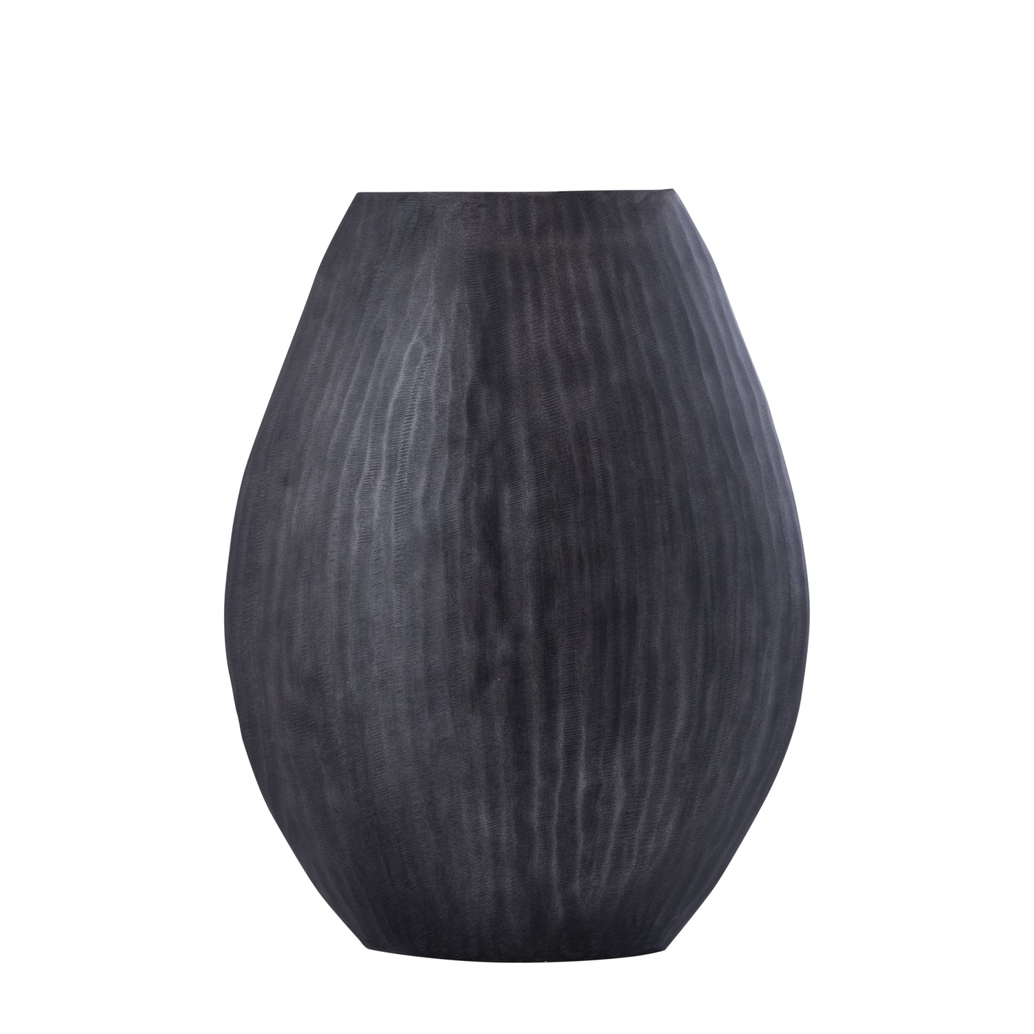 Jowad Grafiet Aluminium Pot Geribd Hoog Ovaal M 46.5x35.5x16.5 cm