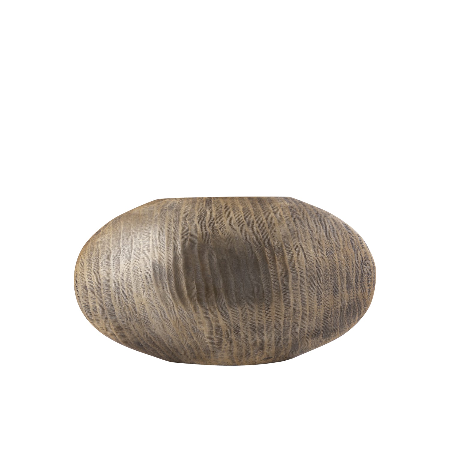 Jowad Antique Gold Aluminium Pot Ribbelstructuur Laag Ovaal Set van 2 - 2 Sets 26x45x12.5 cm