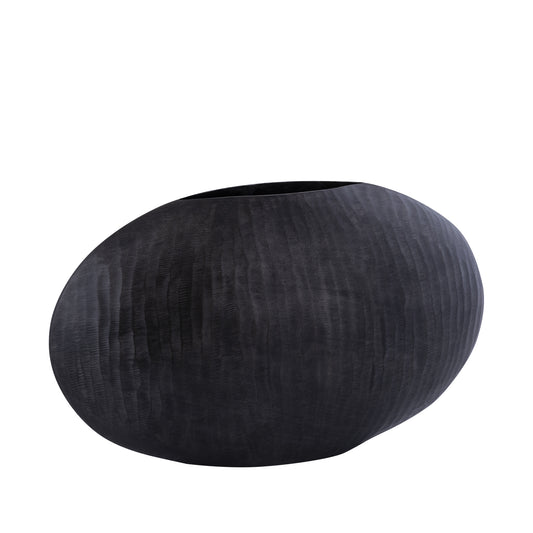 Jowad Grafiet Aluminium Pot Geribd Laag Ovaal L 32x52x15.5 cm