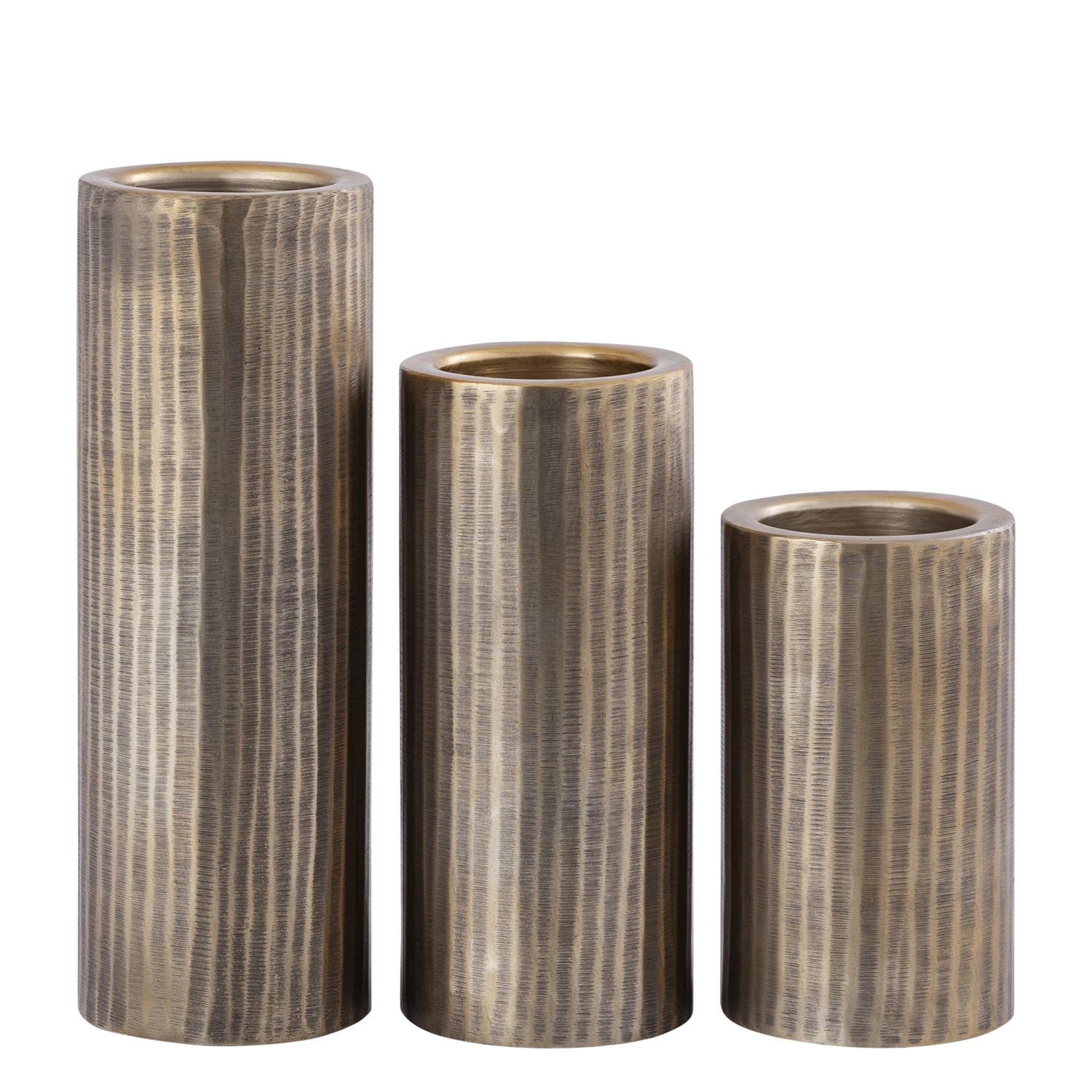 Jowad Antieke Goud Aluminium Kandelaar Geribbed Set van 2 Stuks 37x13x13 cm