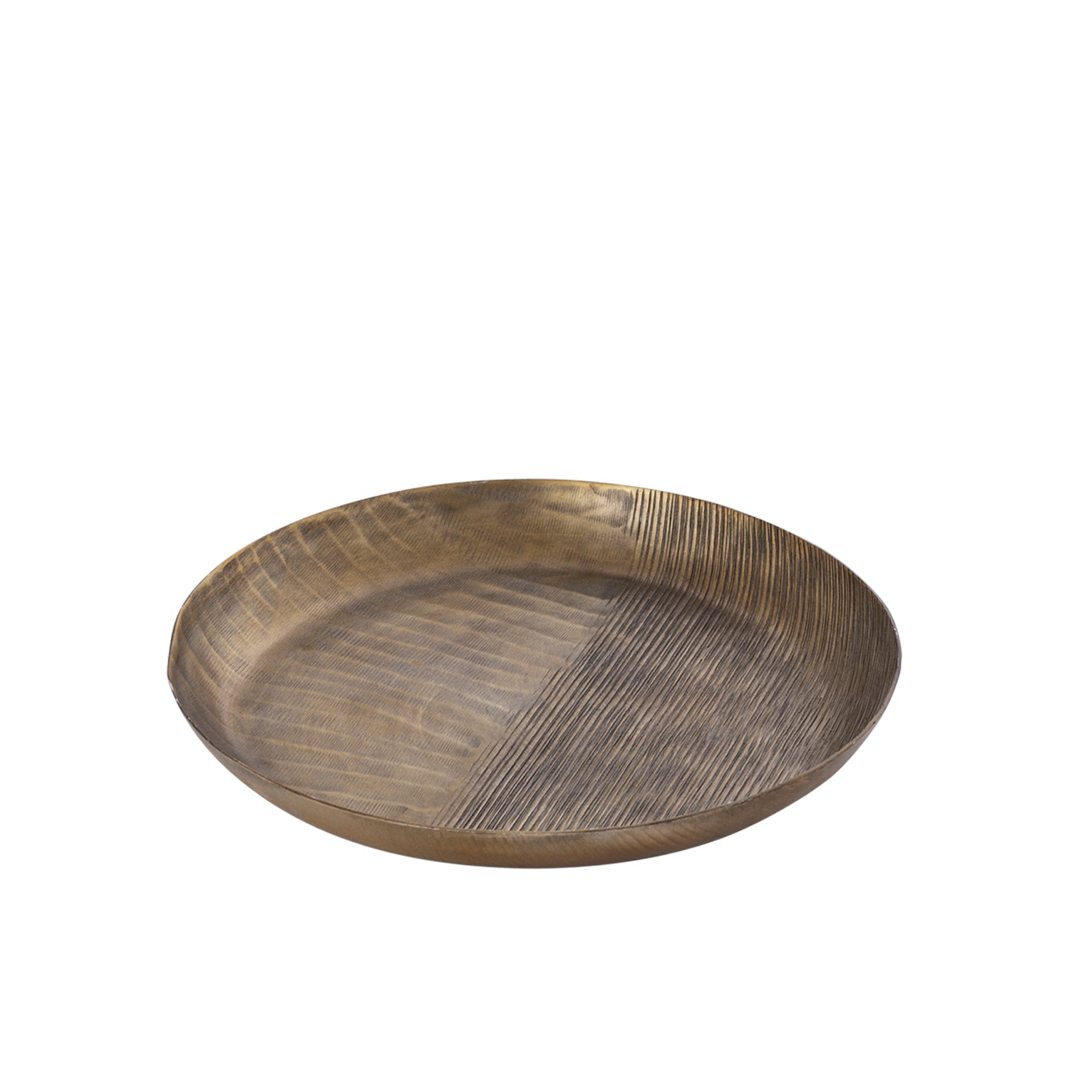 Jowad Antique Gold Aluminium Schaal Geribd Rond Set van 4 Stuks - 4 Sets 3.5x32x32 cm