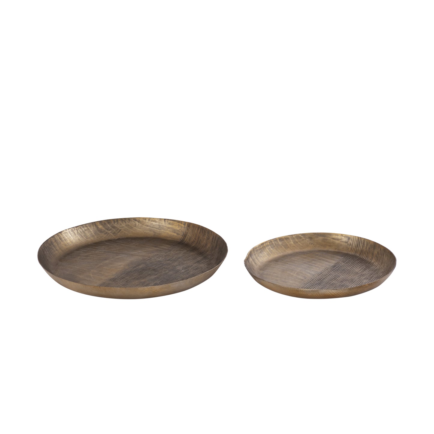 Jowad Antique Gold Aluminium Schaal Geribd Rond Set van 4 Stuks 3.5x32x32 cm