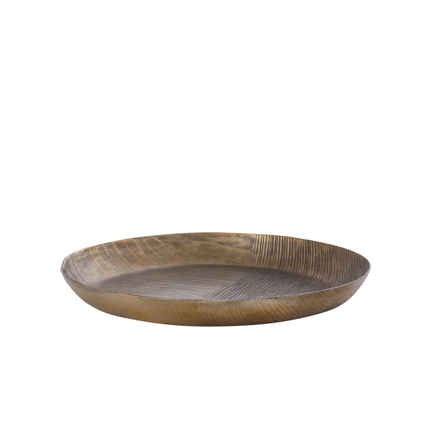 Jowad Antique Gold Aluminium Schaal Geribd Rond Set van 4 Stuks - 4 Sets 3.5x32x32 cm