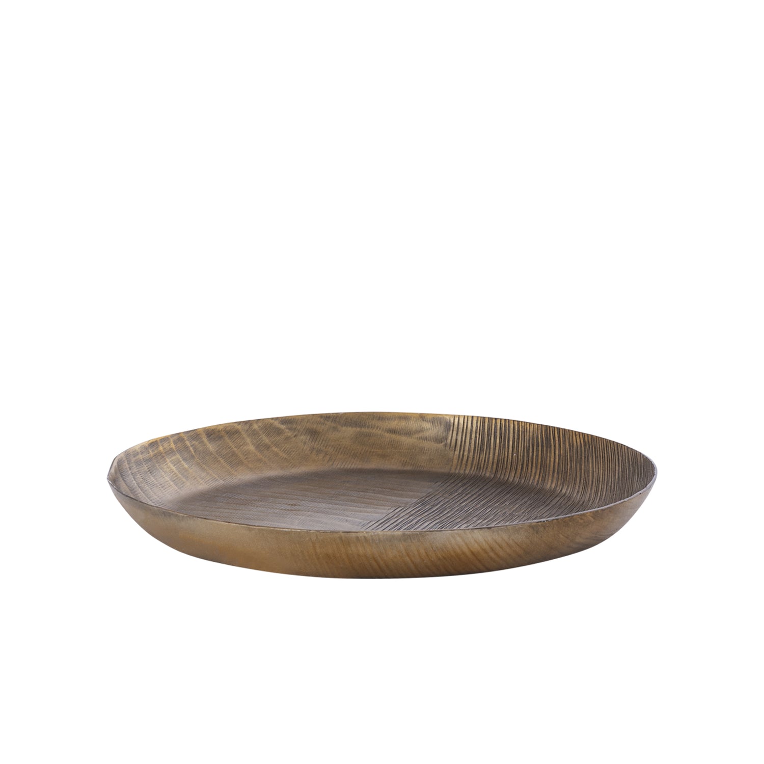 Jowad Antique Gold Aluminium Schaal Geribd Rond Set van 4 Stuks - 4 Sets 3.5x32x32 cm