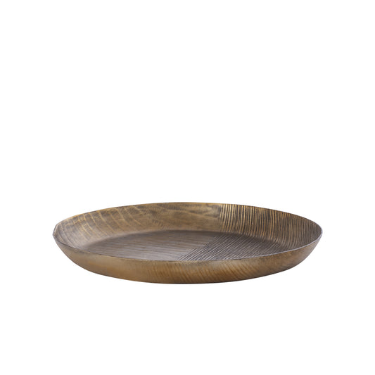 Jowad Antique Gold Aluminium Schaal Geribd Rond Set van 4 Stuks - 4 Sets 3.5x32x32 cm