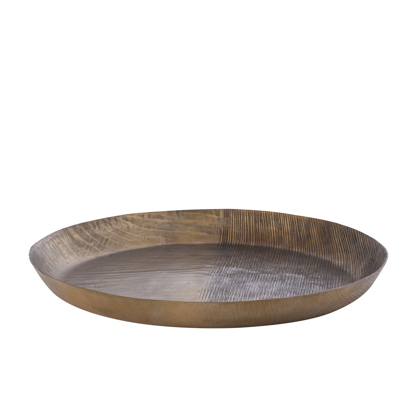 Jowad Antieke Goudkleurige Aluminium Schaal Geribd Rond L Set van 2 - 2 Sets 4.5x46.5x46.5 cm