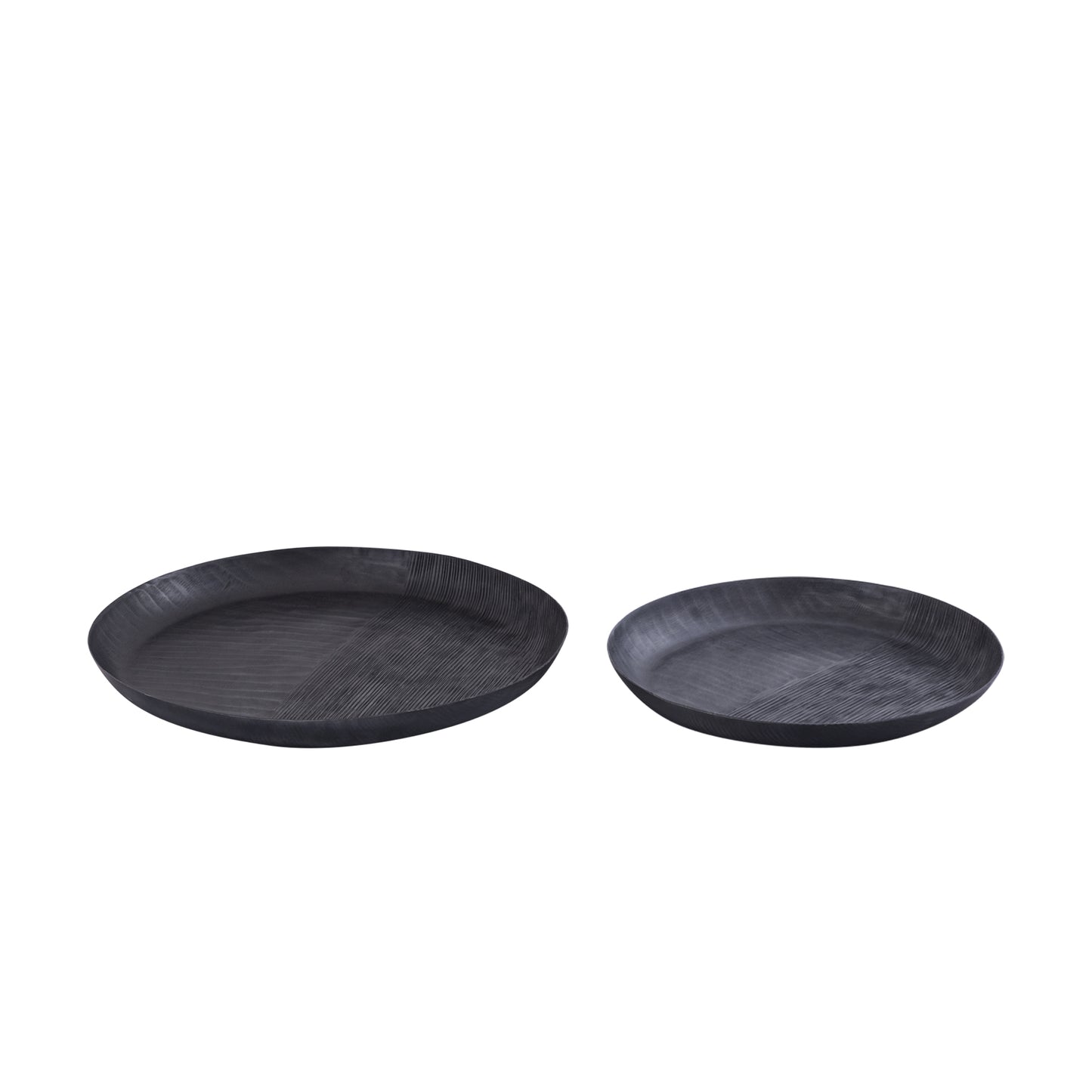 Jowad Grafiet Aluminium Schaal Geribd Rond Set van 4 3.5x32x32 cm