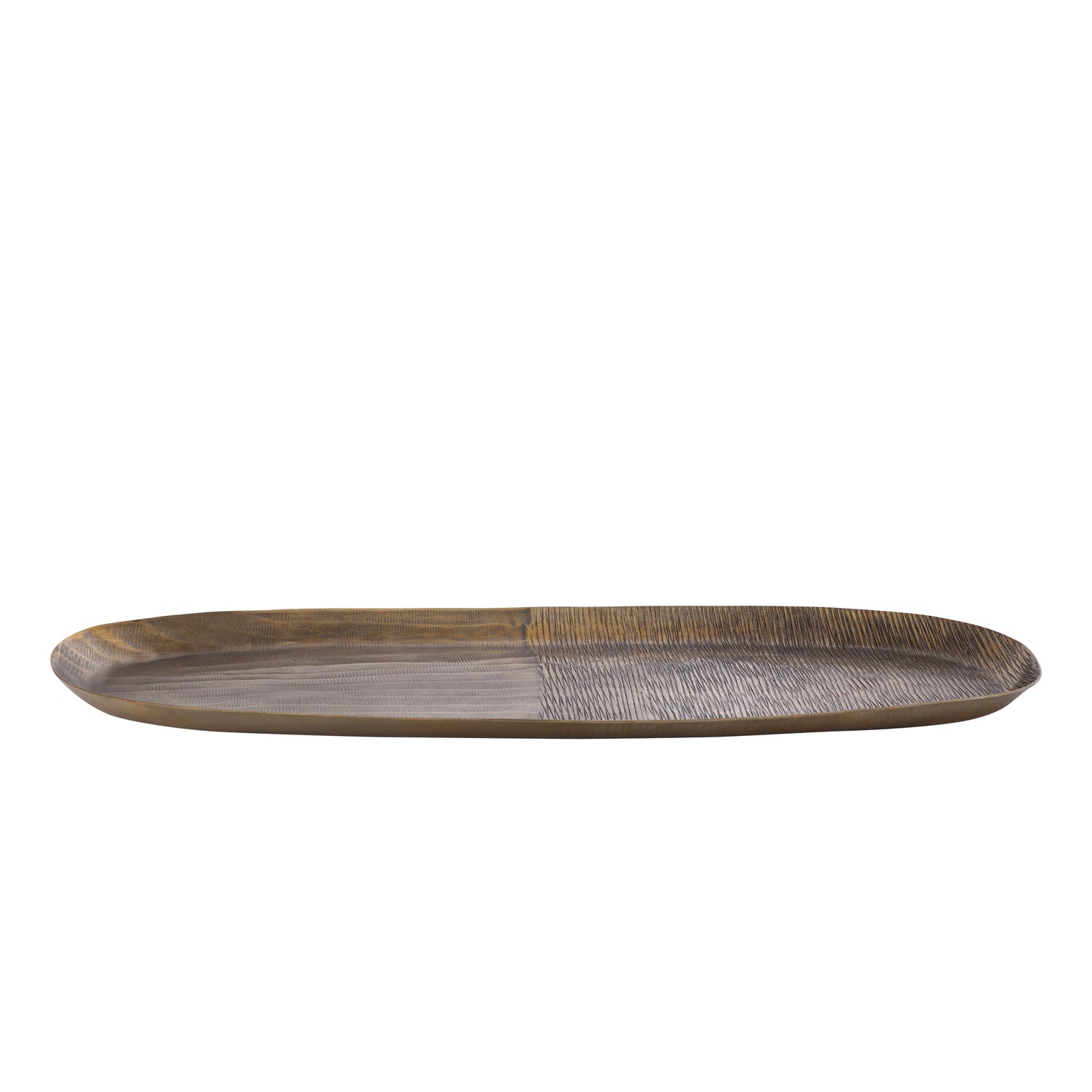Jowad Gouden Aluminium Dienblad Geribbd Ovaal Set van 2 - 2 Sets 2.5x60.5x25.5 cm