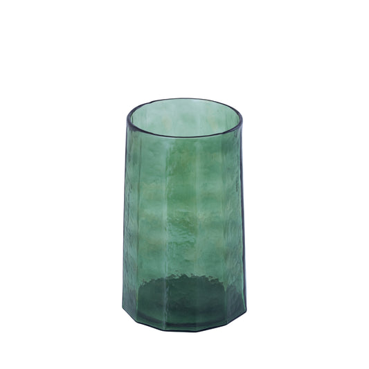 Pernella Groen Geribbed Glas Windlicht Set van 2 - 2 Sets 27.5x17.5x17.5 cm