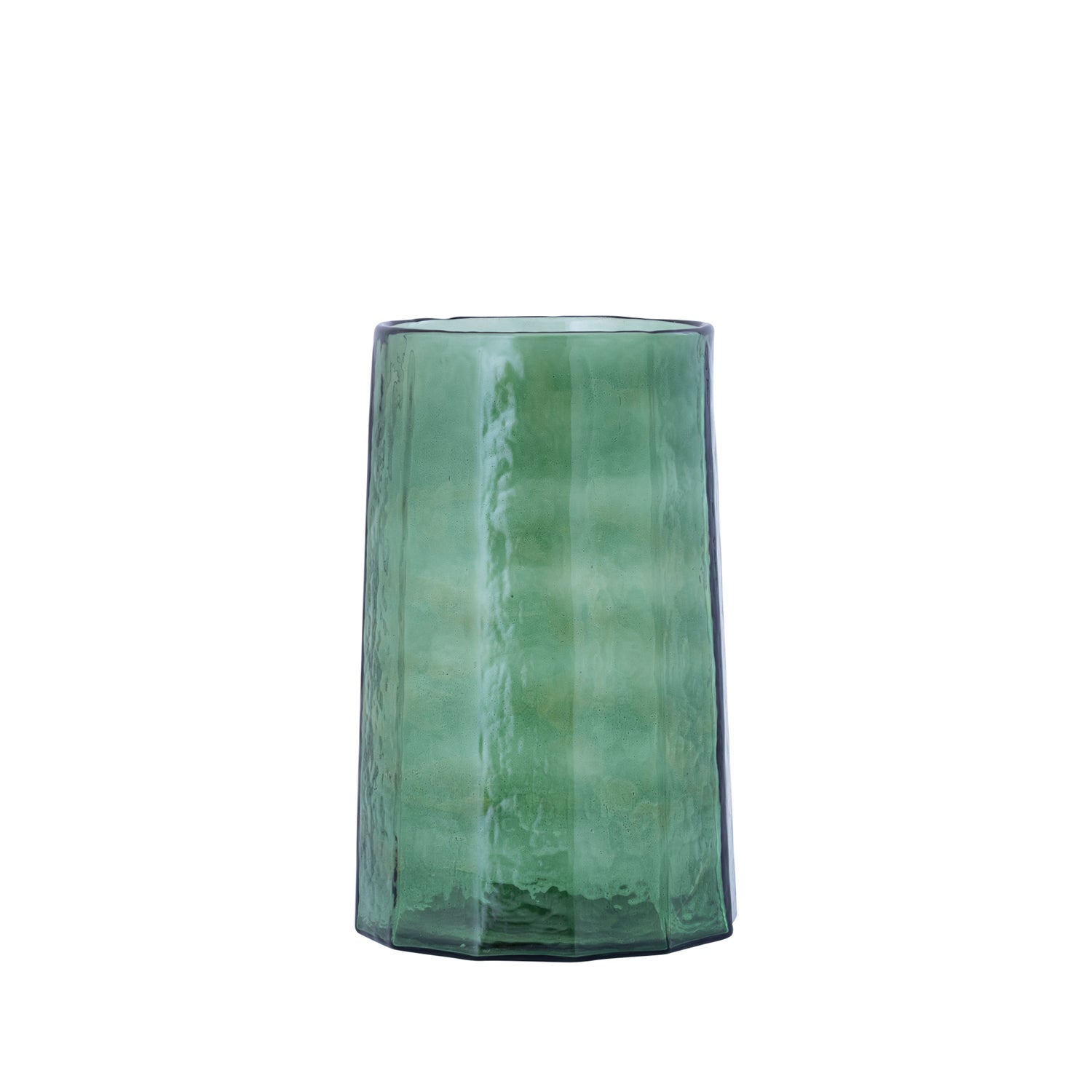 Pernella Groen Geribbed Glas Windlicht Set van 2 - 2 Sets 27.5x17.5x17.5 cm