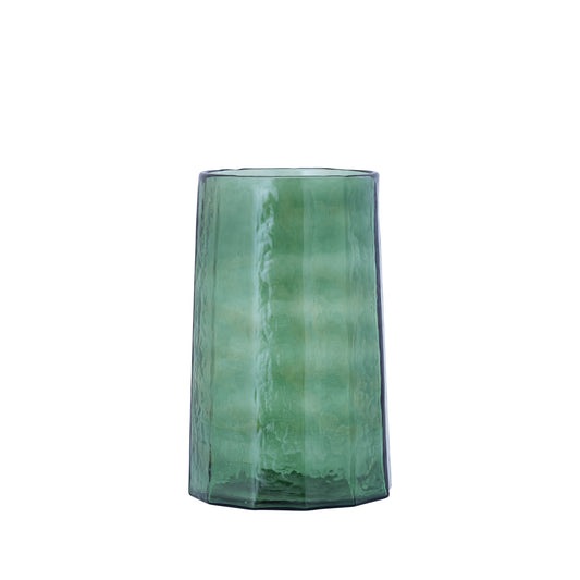 Pernella Groen Geribbed Glas Windlicht Set van 2 - 2 Sets 27.5x17.5x17.5 cm
