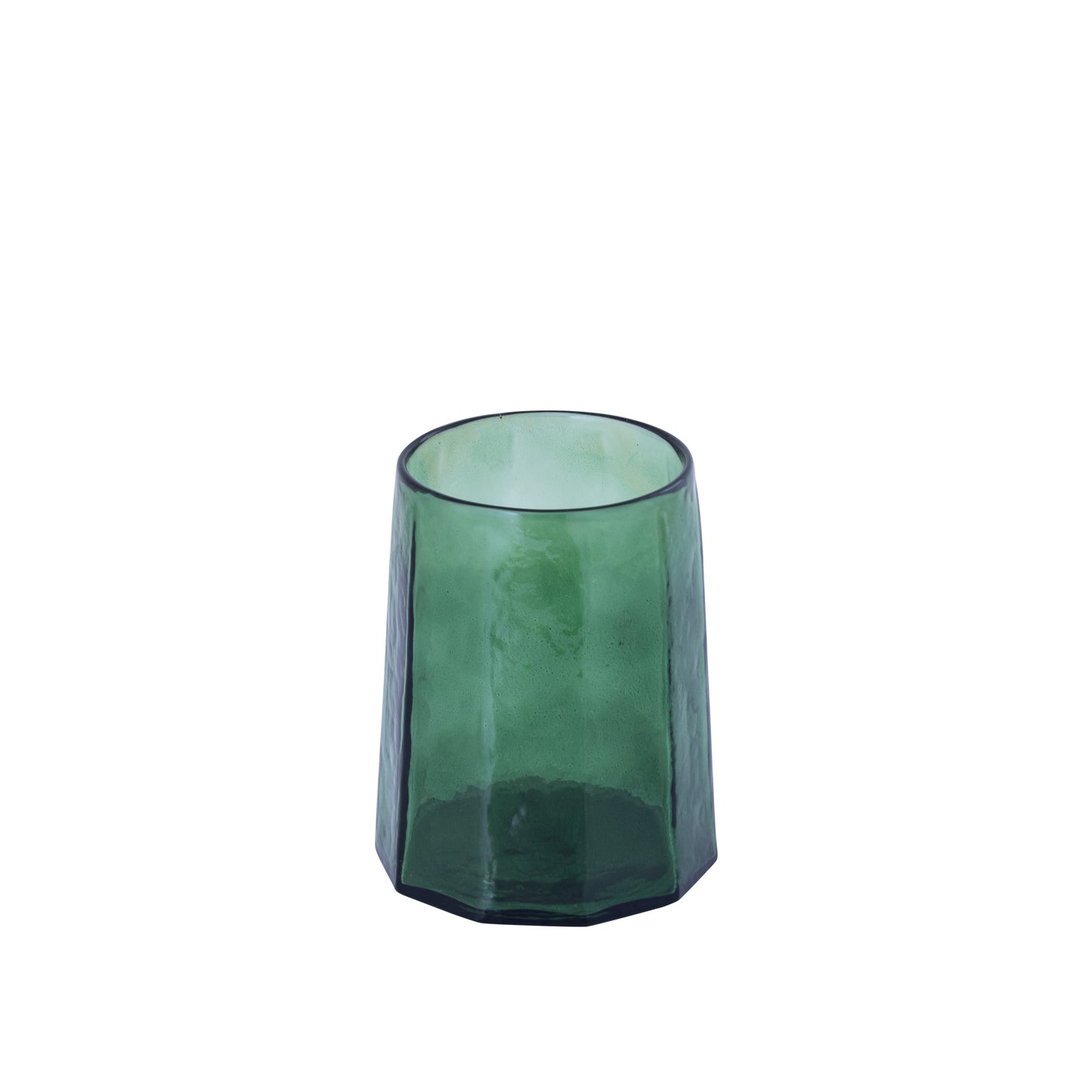 Pernella Groen Geribd Glas Windlicht S - Set van 6 Stuks - 6 Sets 15.5x13x13 cm