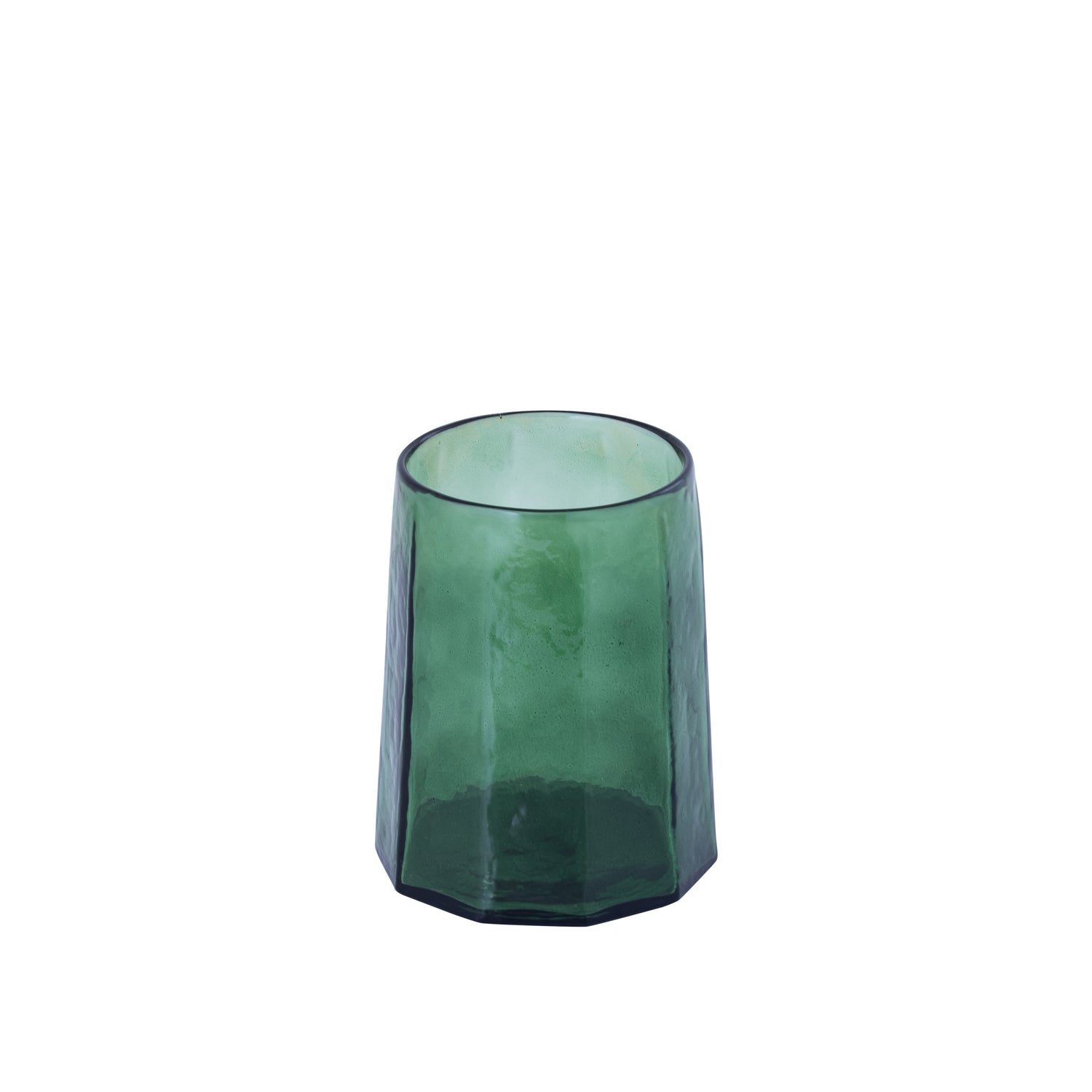 Pernella Groen Geribd Glas Windlicht S - Set van 6 Stuks - 6 Sets 15.5x13x13 cm