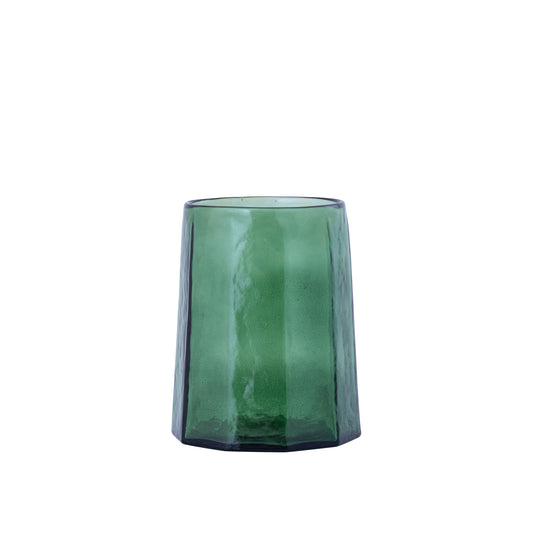Pernella Groen Geribd Glas Windlicht S - Set van 6 Stuks - 6 Sets 15.5x13x13 cm