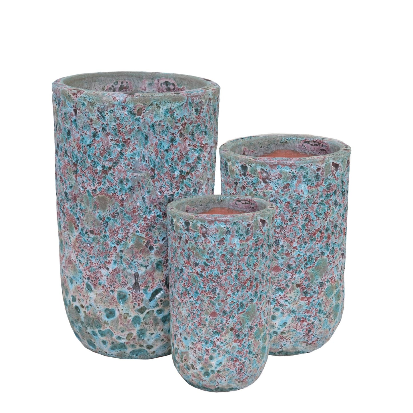 Hiza Green Round Ceramic Pot Rough Finish High SV3