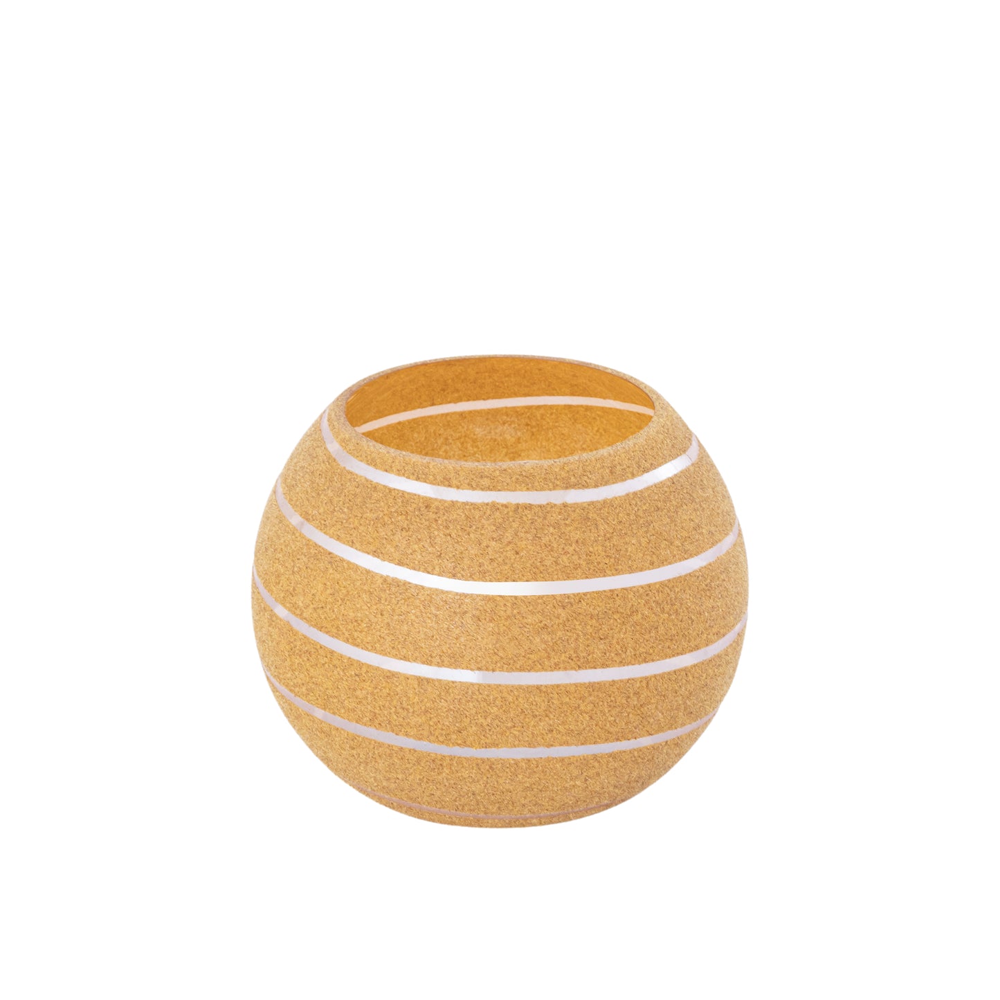 Numair Geel Rond Glazen Windlicht Flocked Set van 6 - 6 Sets 11x12x12 cm