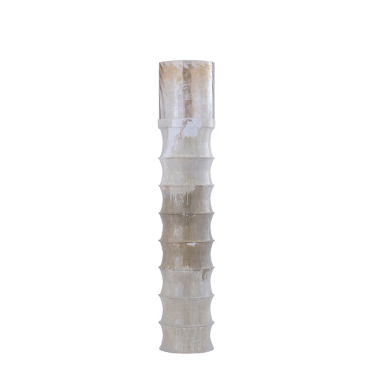 Kaylyne Crèmekleurig Geëmailleerd Geribd Windlicht Met Glas M 130x27x27 cm
