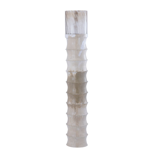 Kaylyne Crème Email Geribbed Windlicht met Glas L 156x26x26 cm