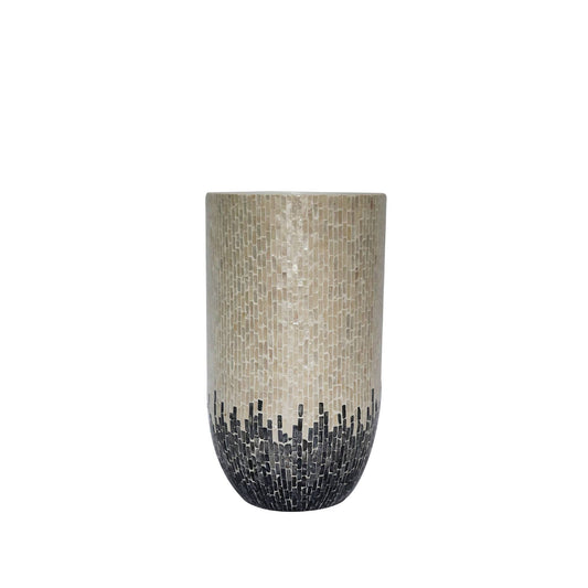 Vojtech White Round Poly Shell Bamboo Pot Ombre M