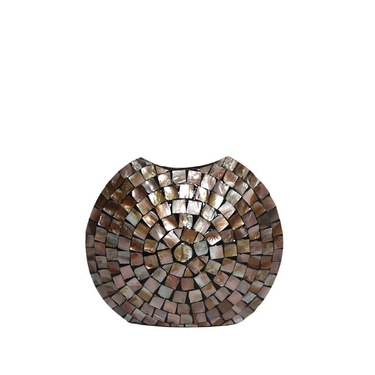 Nikael Bronzen Ovale Poly Shell Bamboe Pot S 40x45x15 cm