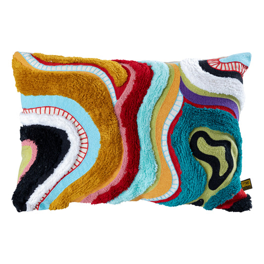 Courtneay Blauw Rechthoekig Borduurkussen Lijnen – Set van 2 Stuks - 2 Sets 40x60x4 cm