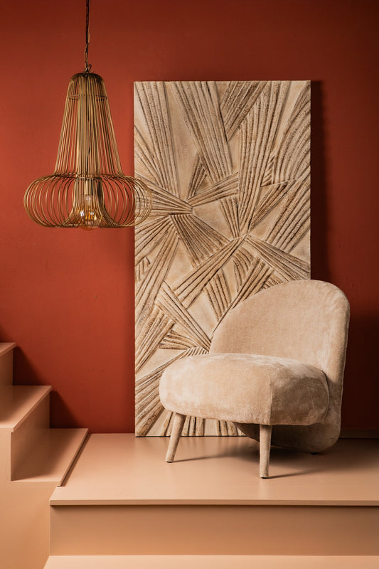 Aluesi Antique Brass Iron Wired Hanging Lamp