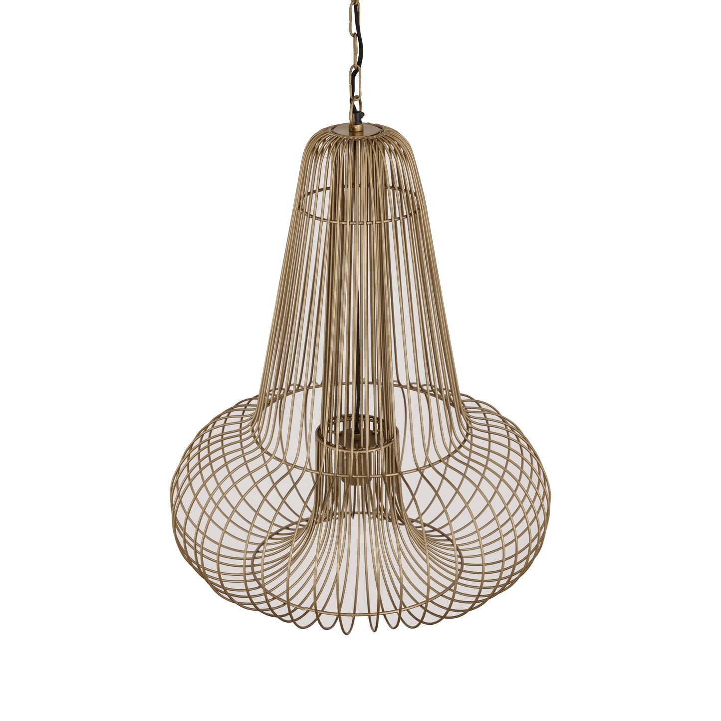 Aluesi Antique Brass Iron Wired Hanging Lamp