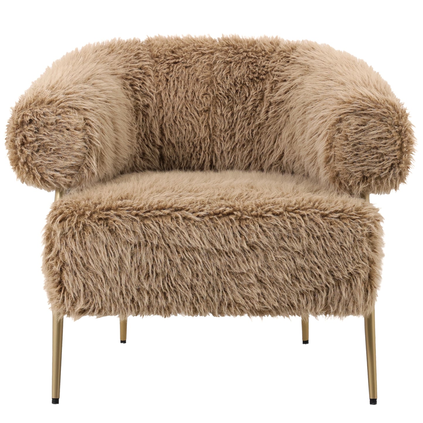 Hair Brown Fauteuil Gold Metal Base