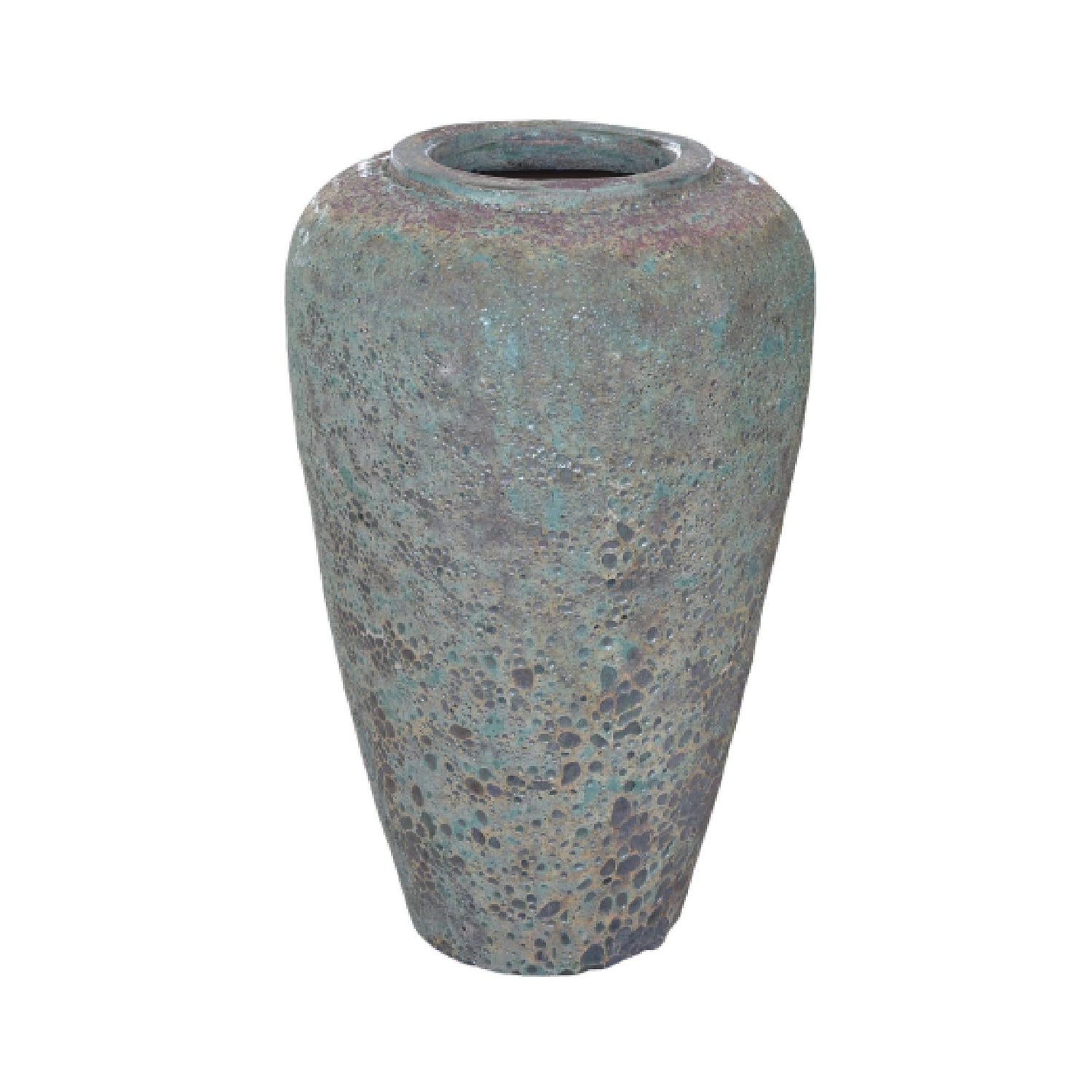 Jossilyn Groene Ronde Keramische Pot Ruw Afgewerkt Hoog 95x58x58 cm