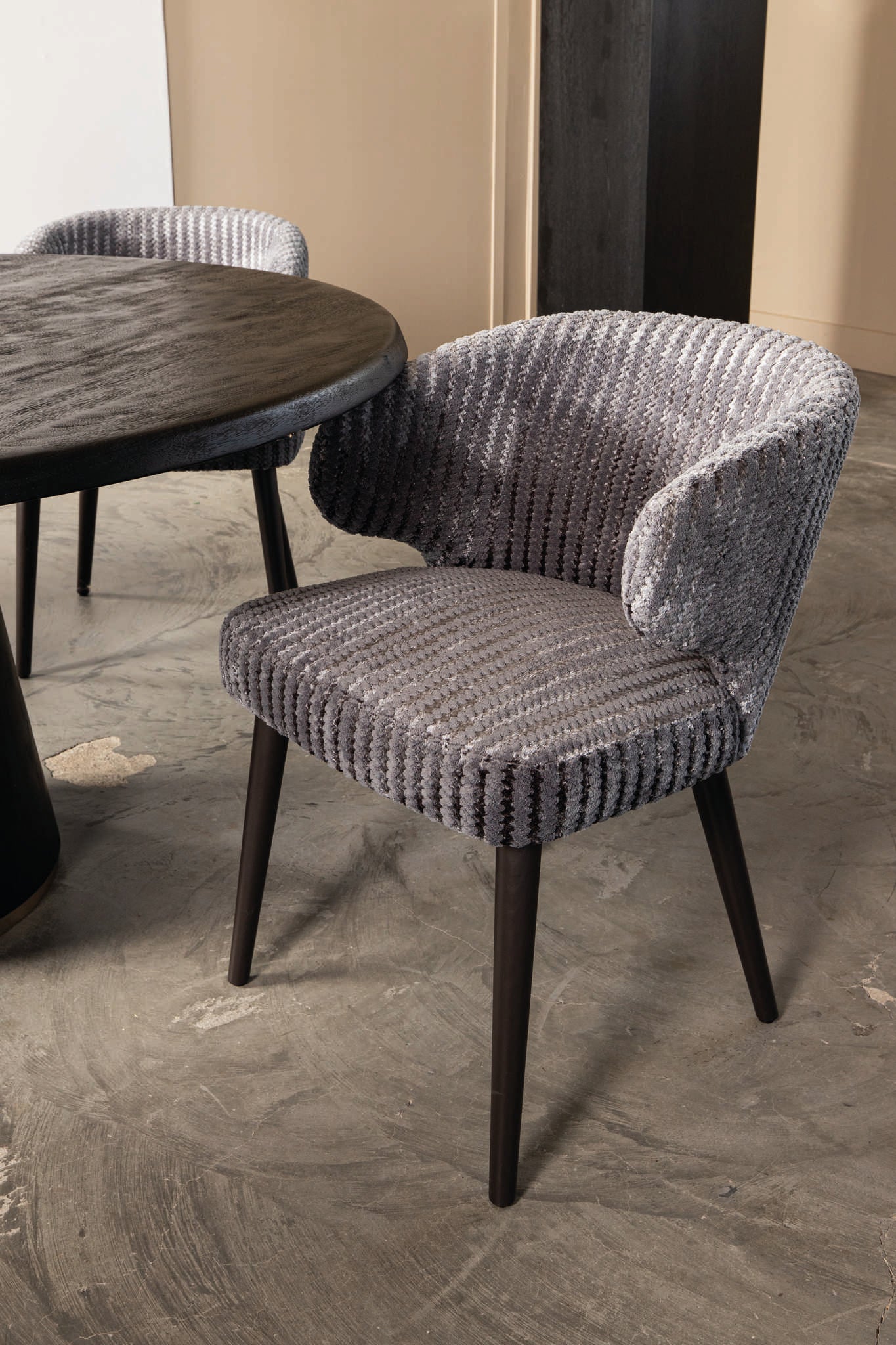 Fiori Taupe 19 Dining Chair Dark Brown Wood Legs