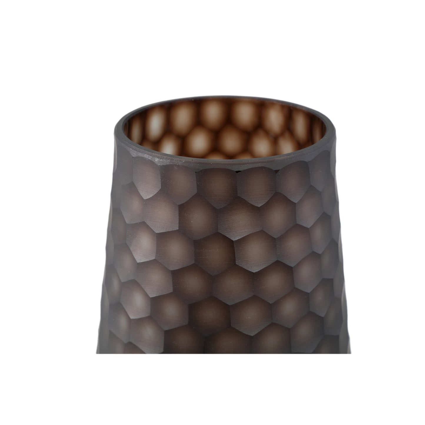 Eboney Brown Round Glass Vase Circle Pattern HighL