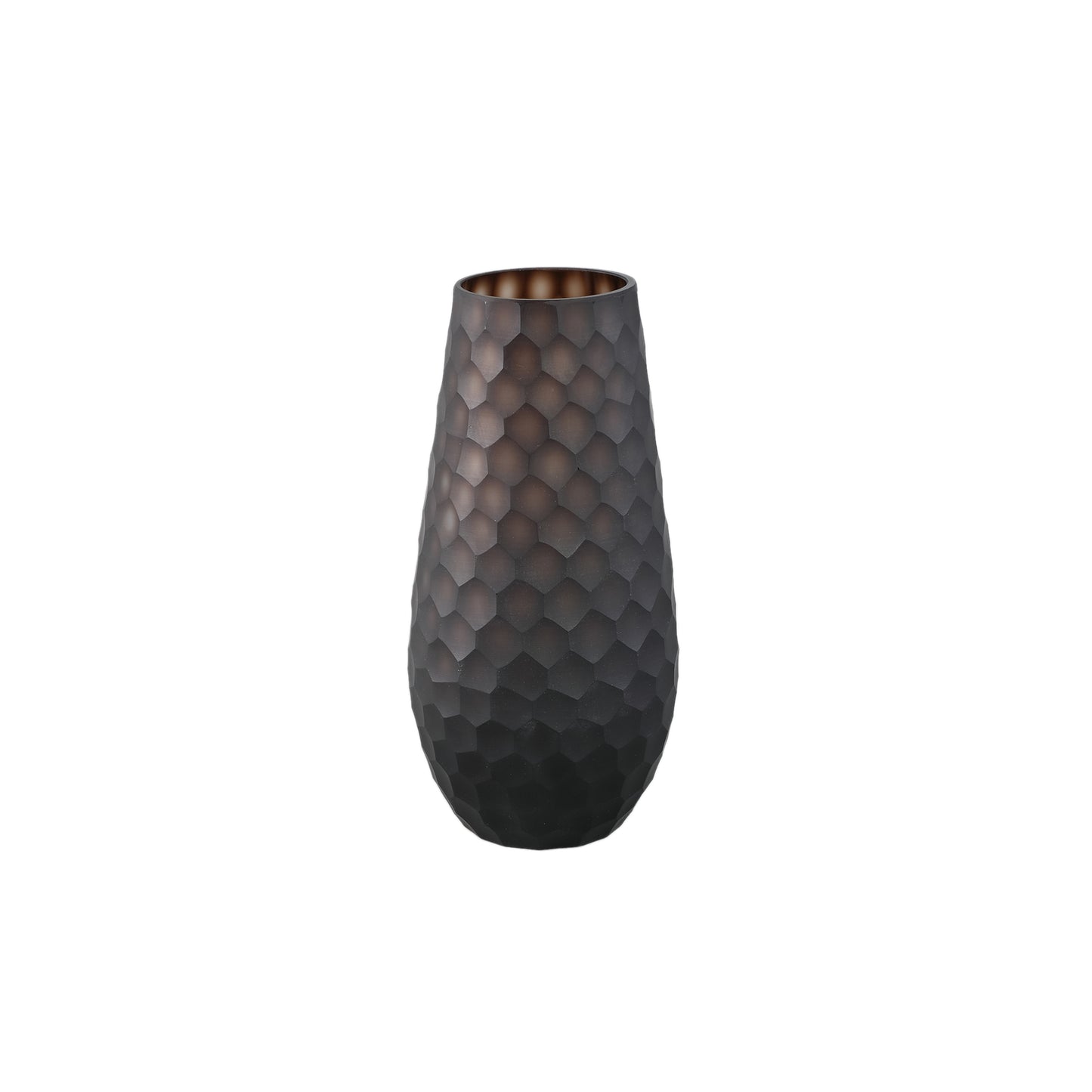 Eboney Bruin Ronde Glazen Vaas Met Cirkelpatroon 30x14.5x14.5 cm