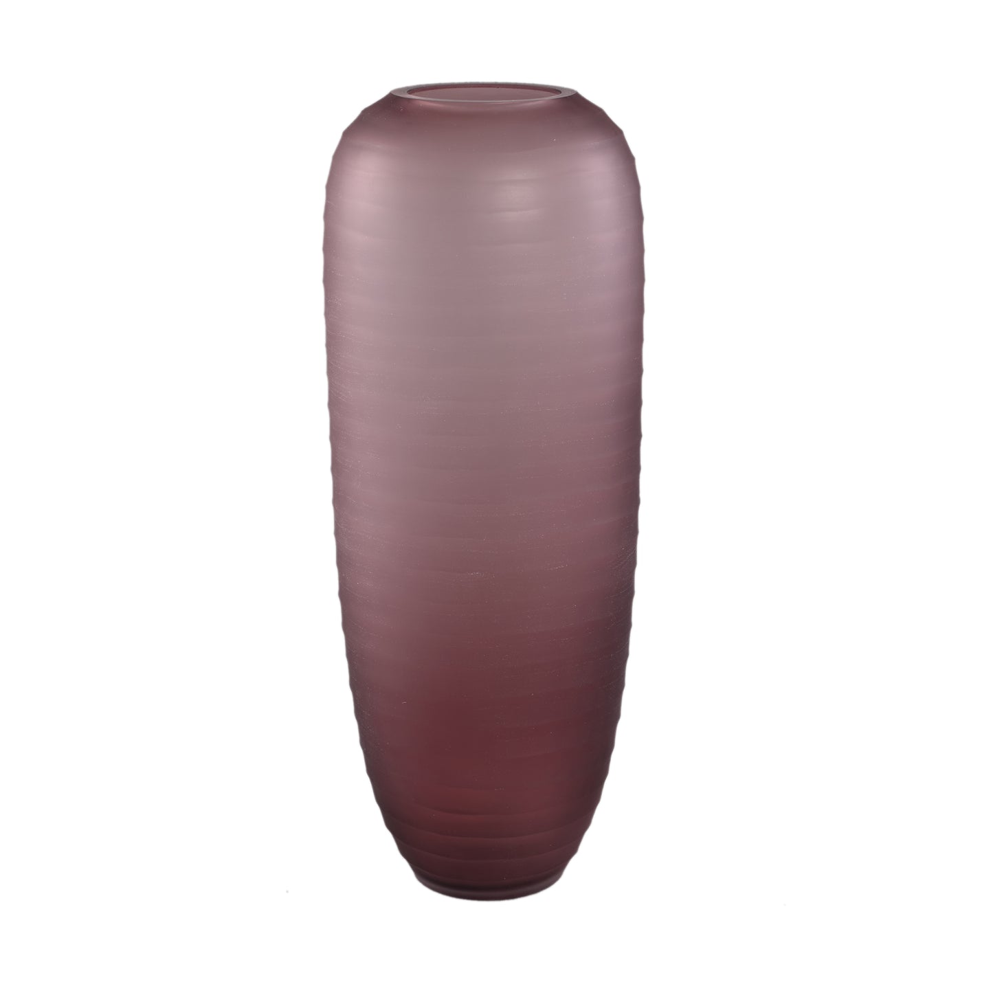 Nadah Roze Ronde Geribde Glazen Vaas Hoog L 42x14x16.5 cm