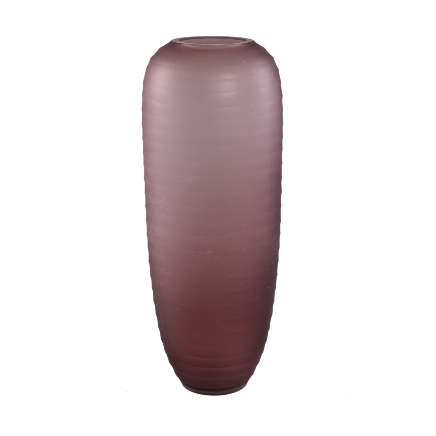 Nadah Roze Ronde Geribde Glazen Vaas Hoog L 42x14x16.5 cm