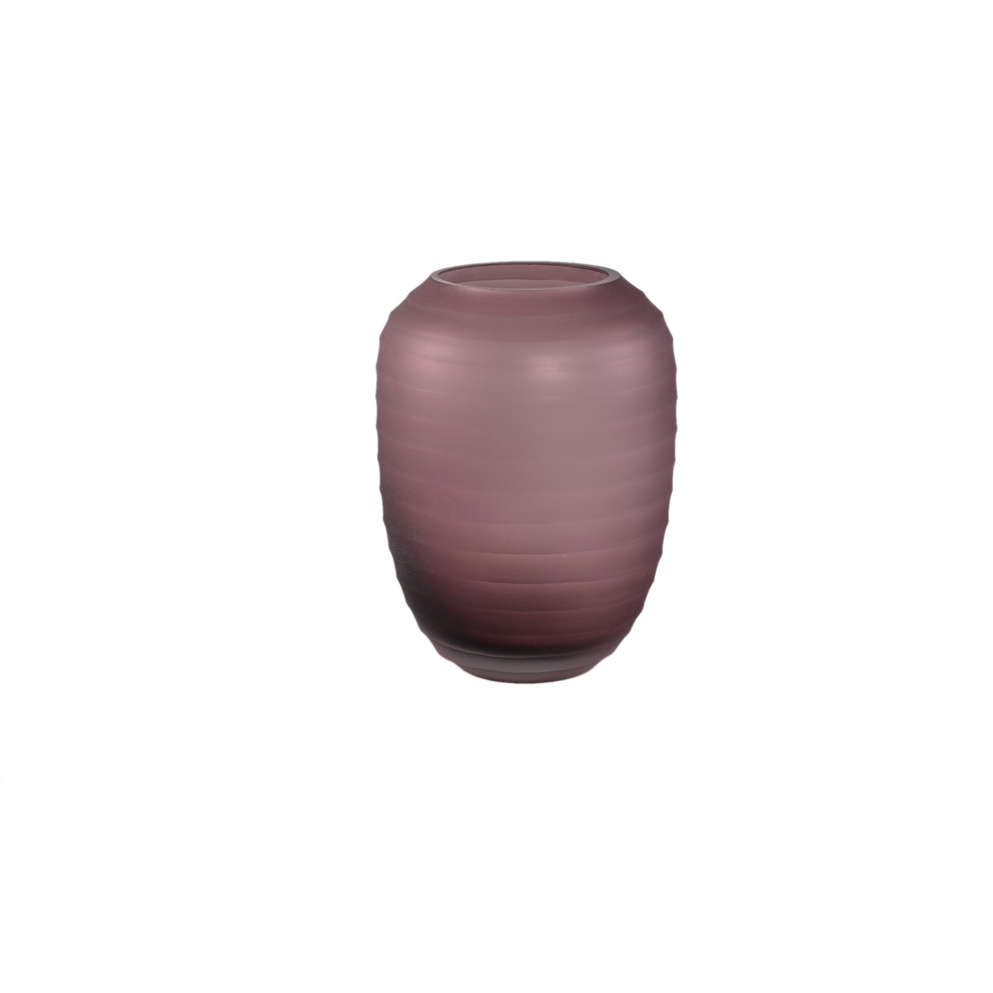 Nadah Roze Ronde Geribbelde Glazen Vaas Laag Set van 2 - 2 Sets 22x17.5x12 cm