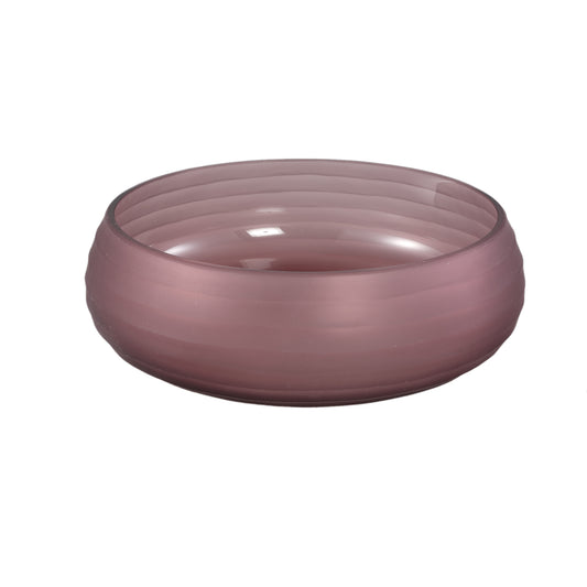 Nadah Pink Bowl Shaped Ribbed Glass Vase