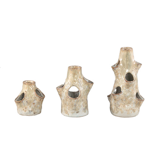 Marshali Crème Keramische Vaas Met Deuken Large Set Van 4 - 4 Sets 25.5x15x14 cm