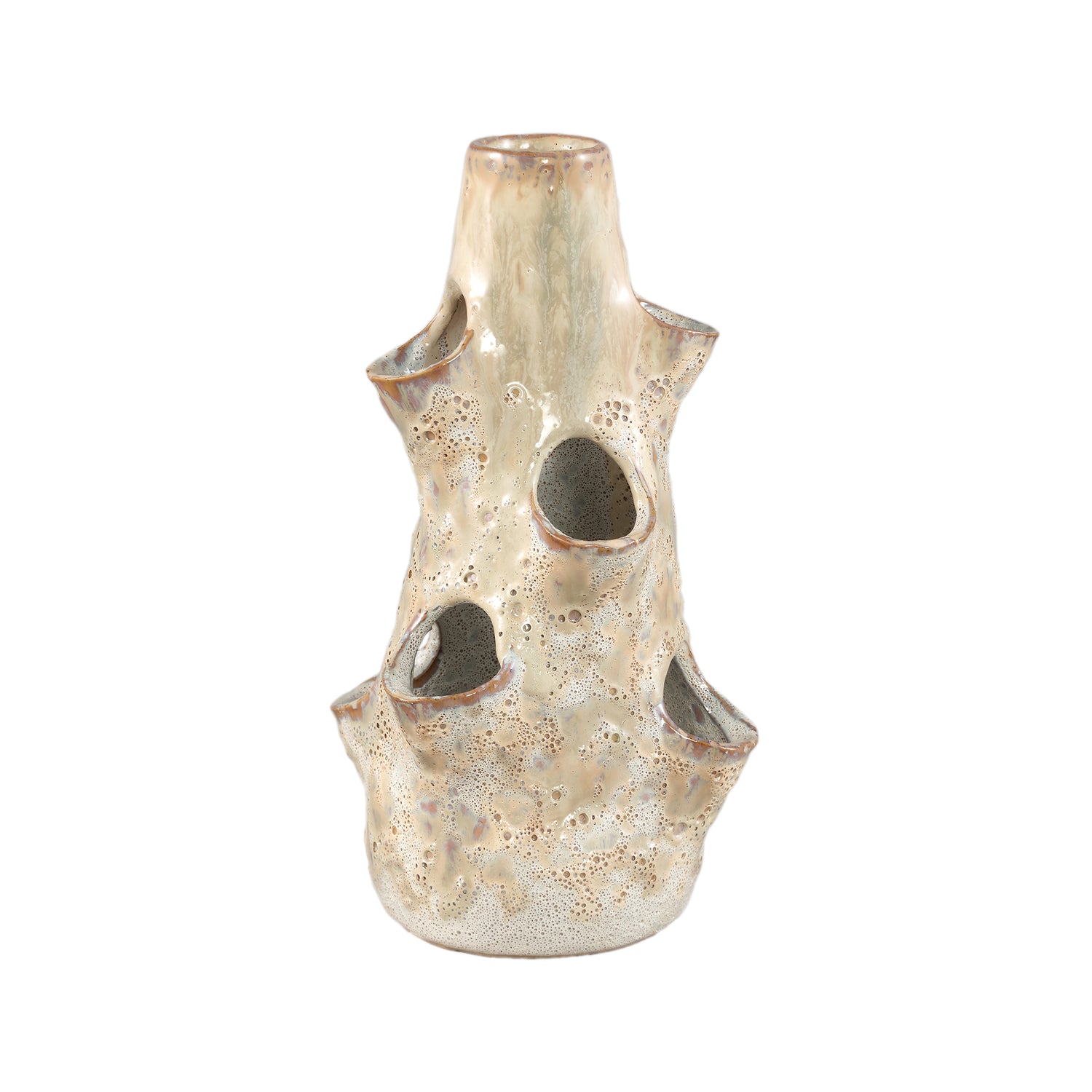 Marshali Crème Keramische Vaas Met Deuken Large Set Van 4 - 4 Sets 25.5x15x14 cm