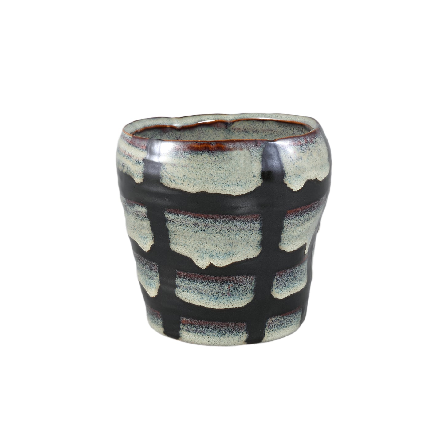 Arpit Witte Keramische Ronde Pot Met Patroon M - Set van 12 11x12x12 cm