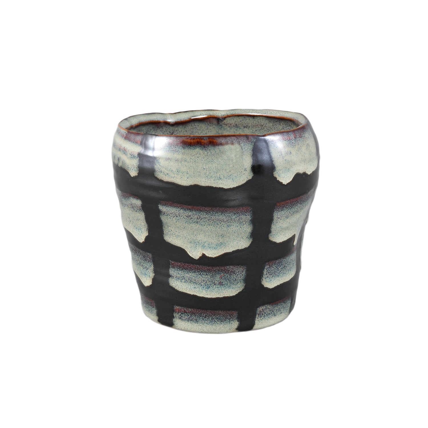 Arpit Witte Keramische Ronde Pot Met Patroon M - Set van 12 11x12x12 cm