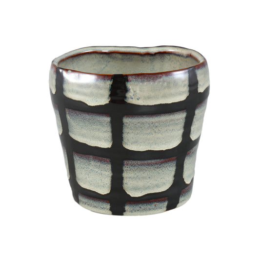 Arpit Witte Keramische Ronde Pot Met Patroon L Set Van 8 Stuks - 8 Sets 12.5x14x14 cm