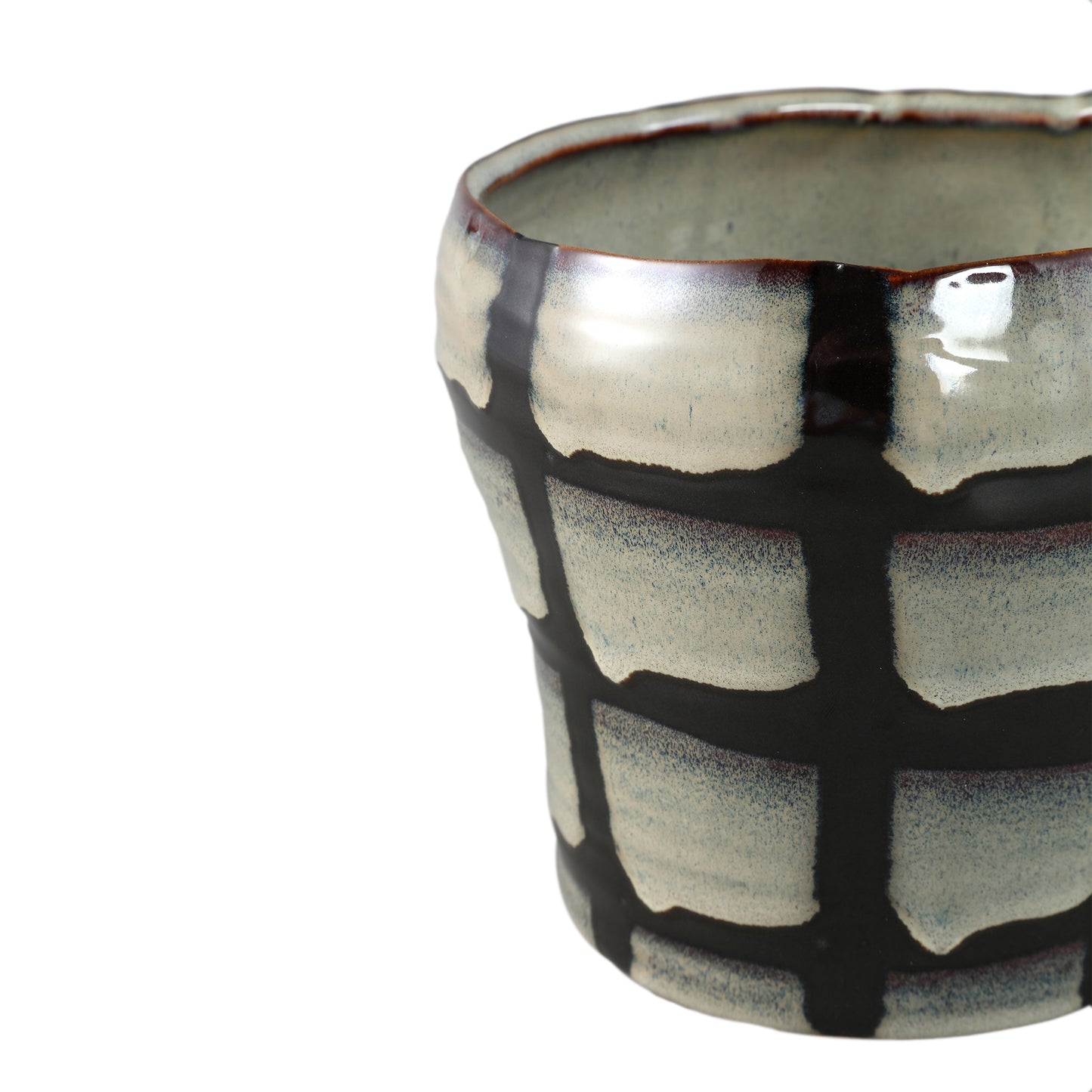 Arpit Witte Keramische Ronde Pot Met Patroon XL - Set van 6 - 6 Sets 14.5x16.5x16.5 cm