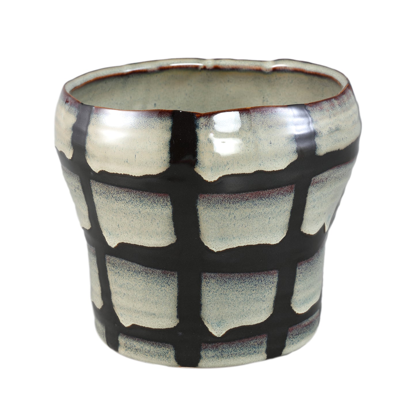 Arpit Witte Keramische Ronde Pot Met Patroon XL - Set van 6 - 6 Sets 14.5x16.5x16.5 cm