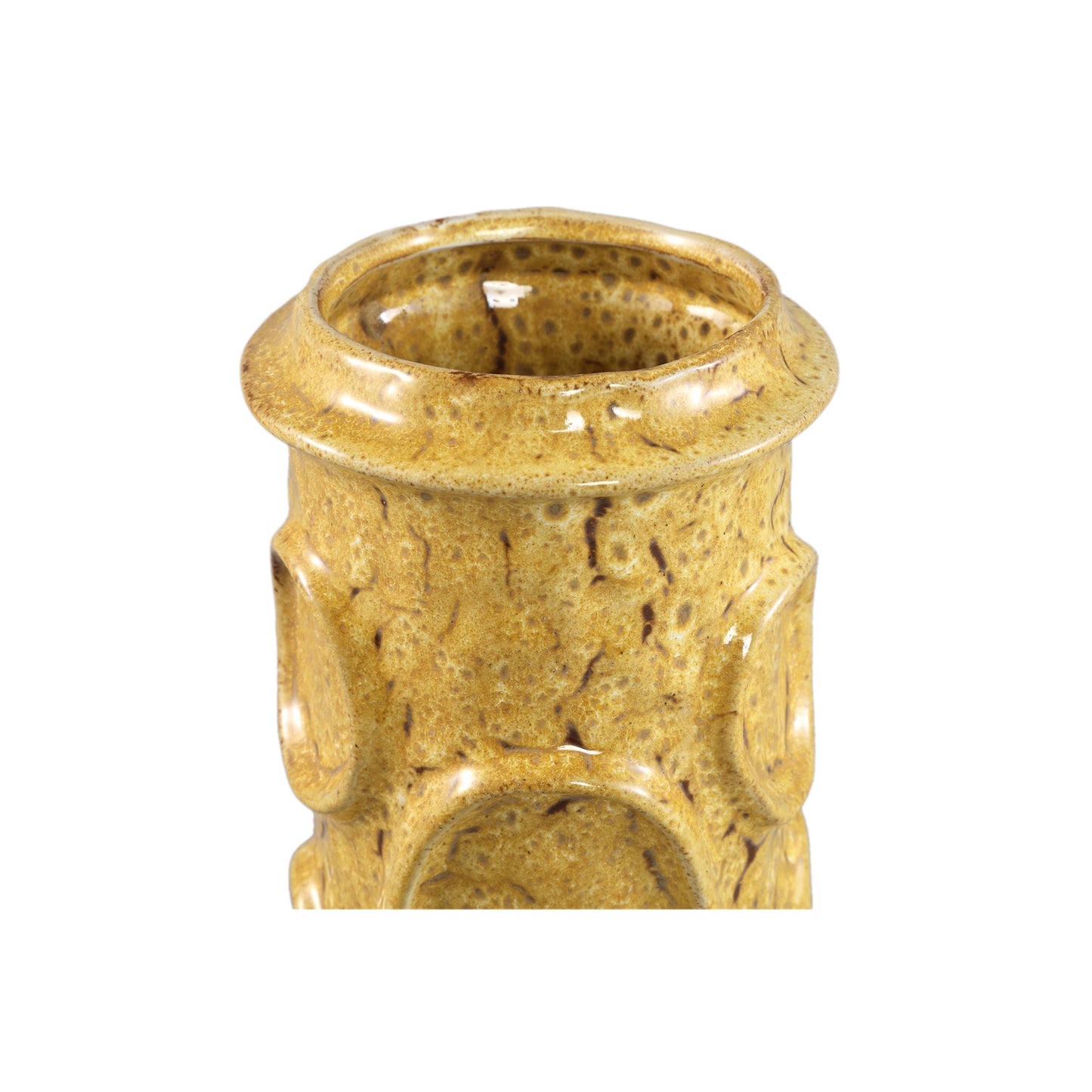 Gregorie Yellow Ceramic Round Pot Circles High L