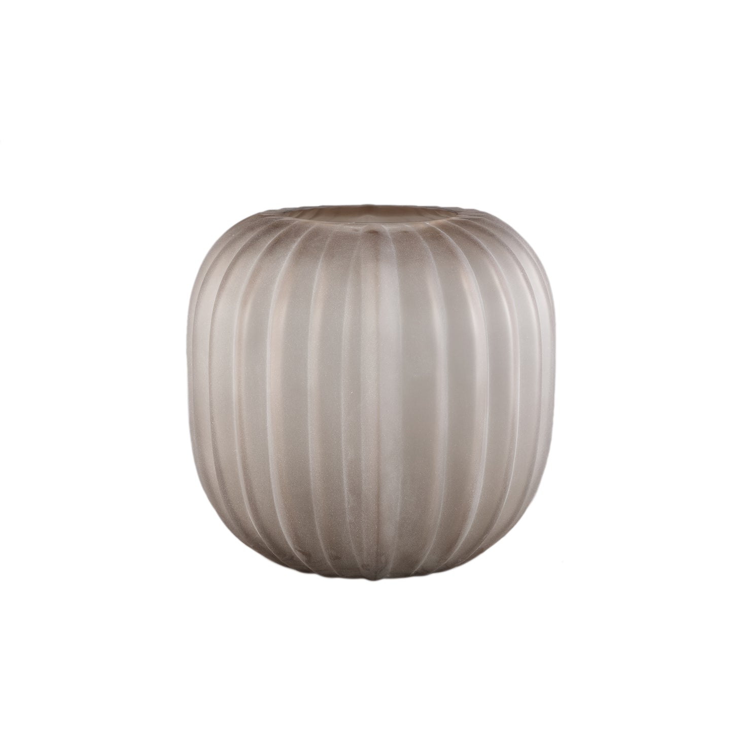 Levente Zandgekleurde Geslepen Glazen Vaas Rond Geribbd Laag 30x26x26 cm