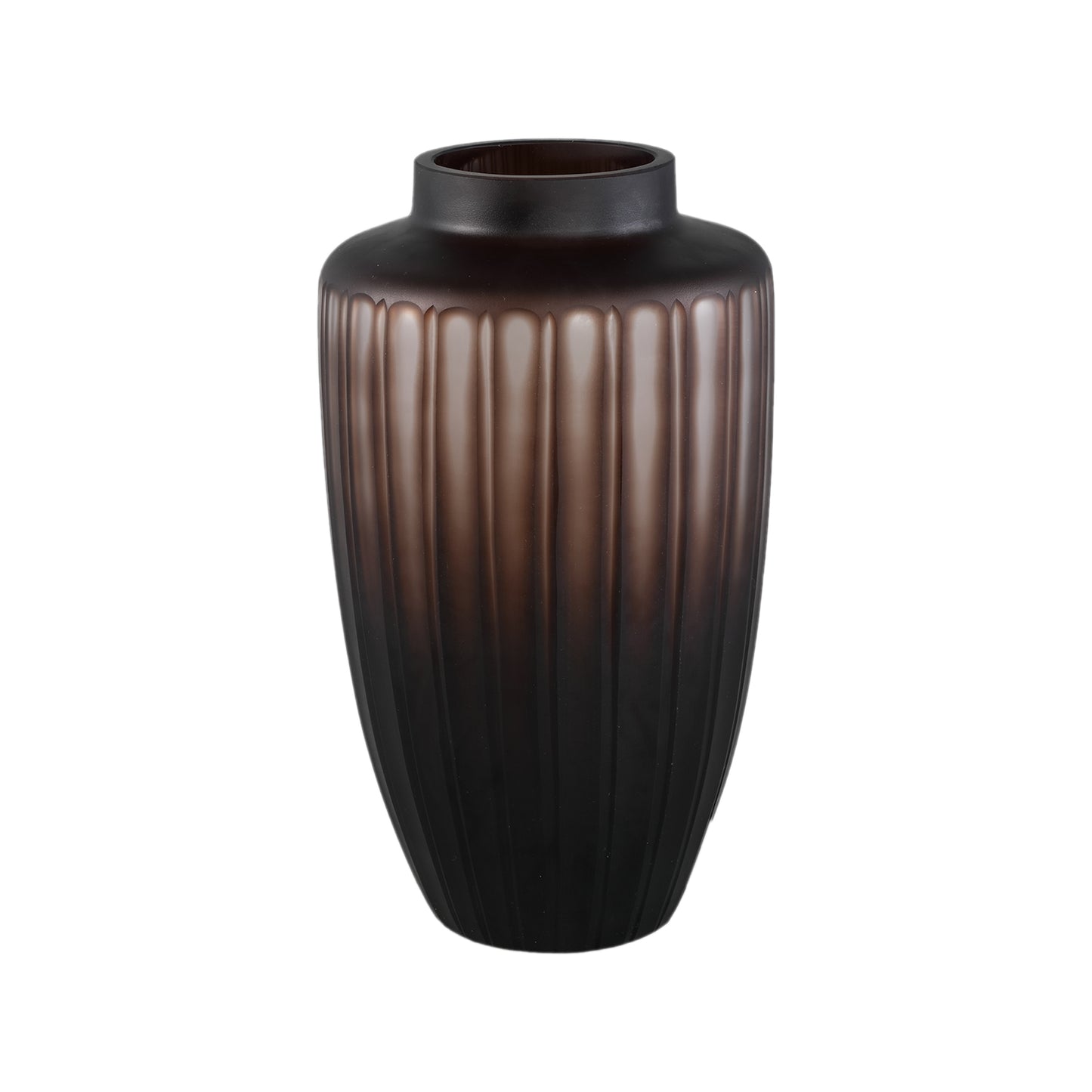 Linesa Brown Carved Glass Shaped Vase Matt L