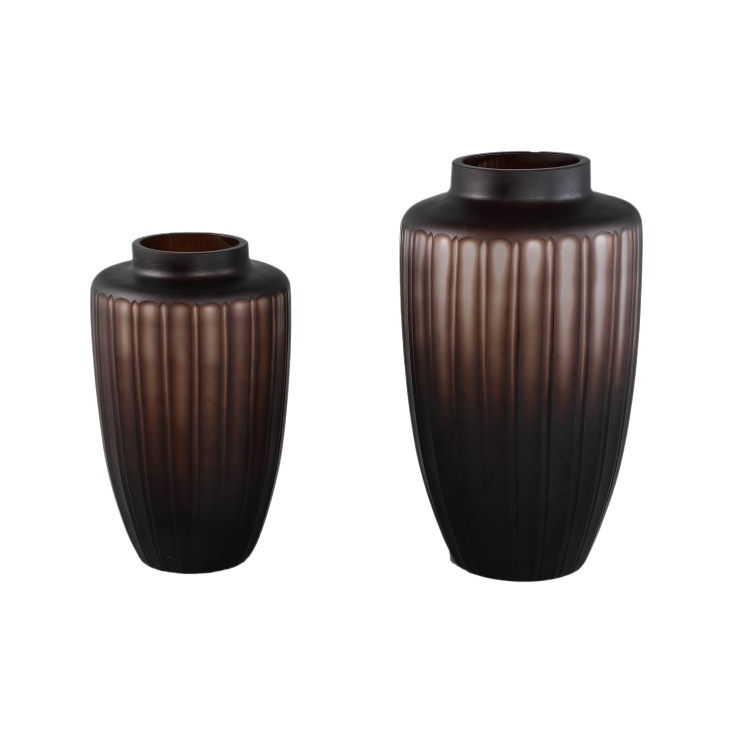 Linesa Brown Carved Glass Shaped Vase Matt L