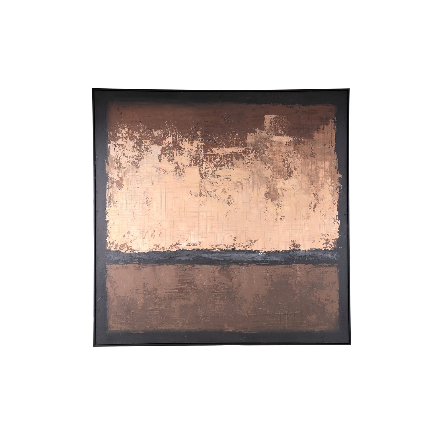 Asante Bruin Canvas Beschilderd Wandpaneel Vierkant Frame 122.5x122.5x5 cm